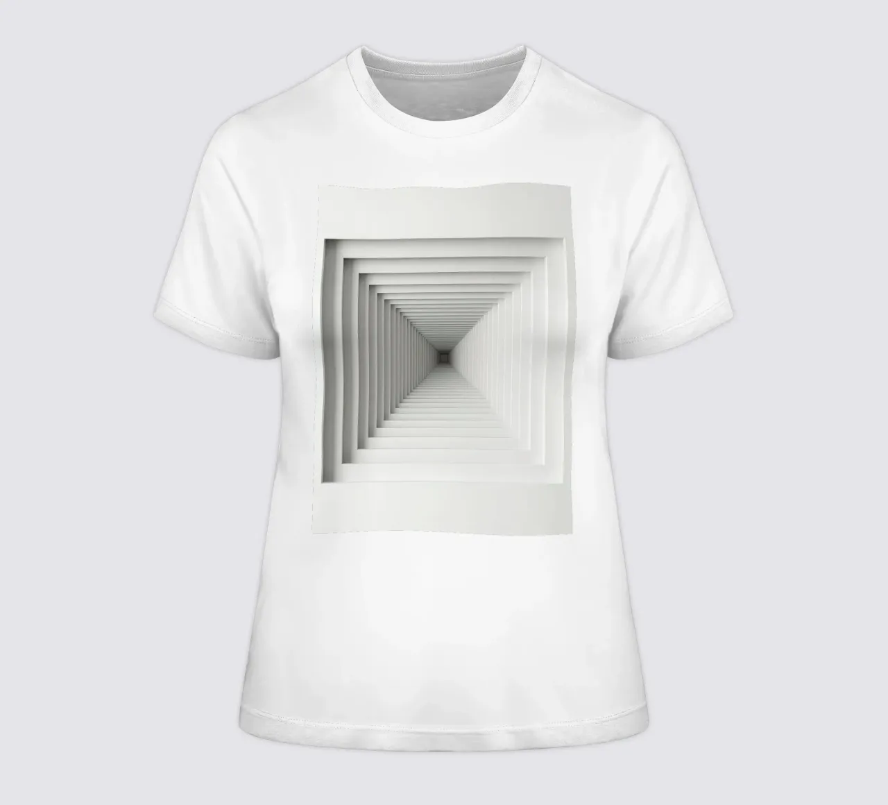 Nested White Square Frames Creating Tunnel Illusion women's fitted t-shirt by DesignDoodle