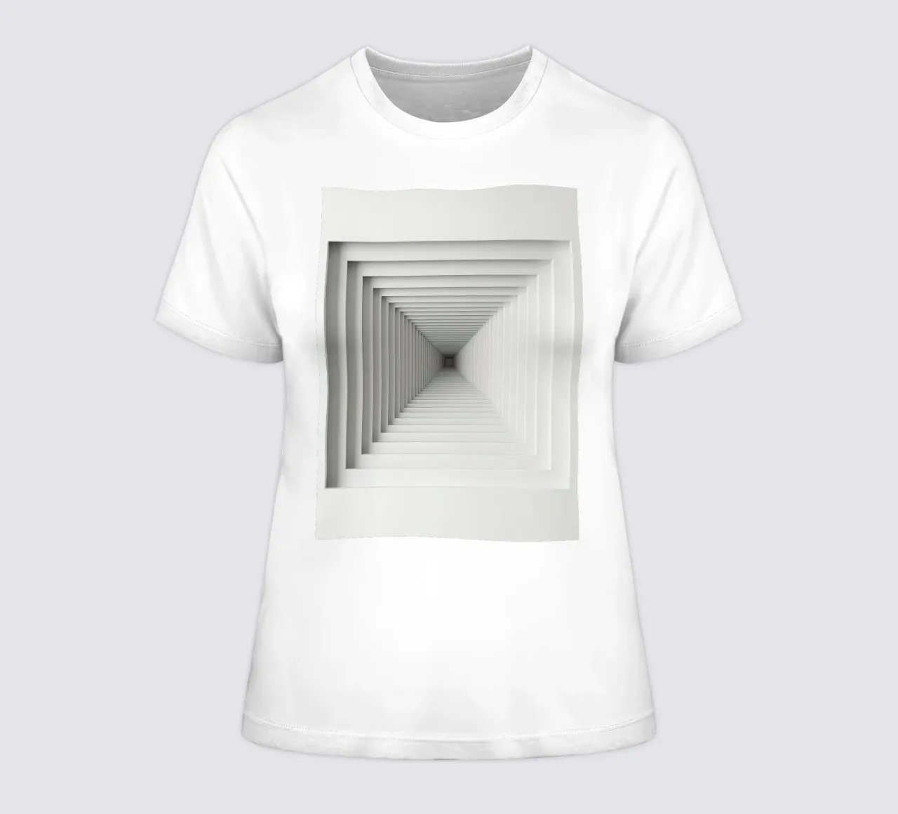 Nested White Square Frames Creating Tunnel Illusion women's fitted t-shirt by DesignDoodle