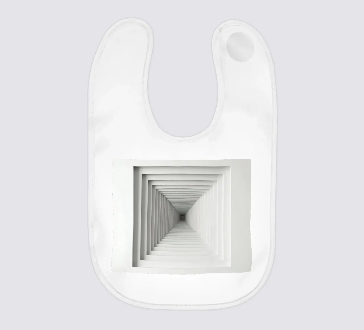 Nested White Square Frames Creating Tunnel Illusion baby bib by DesignDoodle