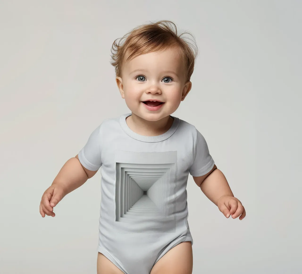Cadres carrés blancs imbriqués créant une illusion de tunnel body bébé de DesignDoodle