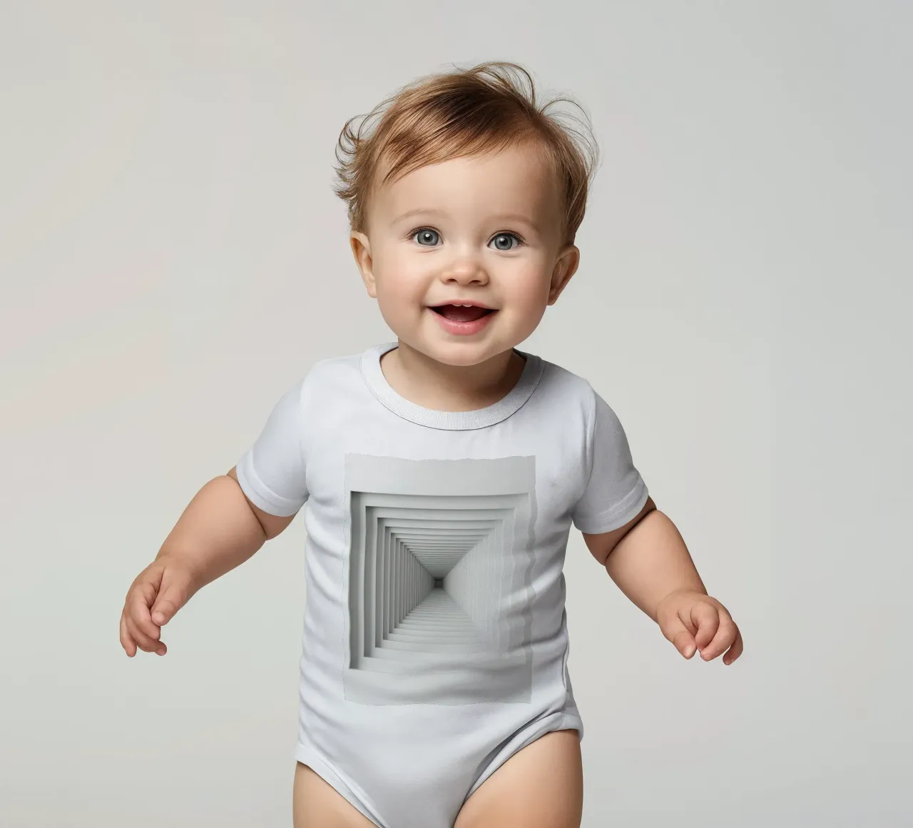 Nested White Square Frames Creating Tunnel Illusion short-sleeve baby romper by DesignDoodle