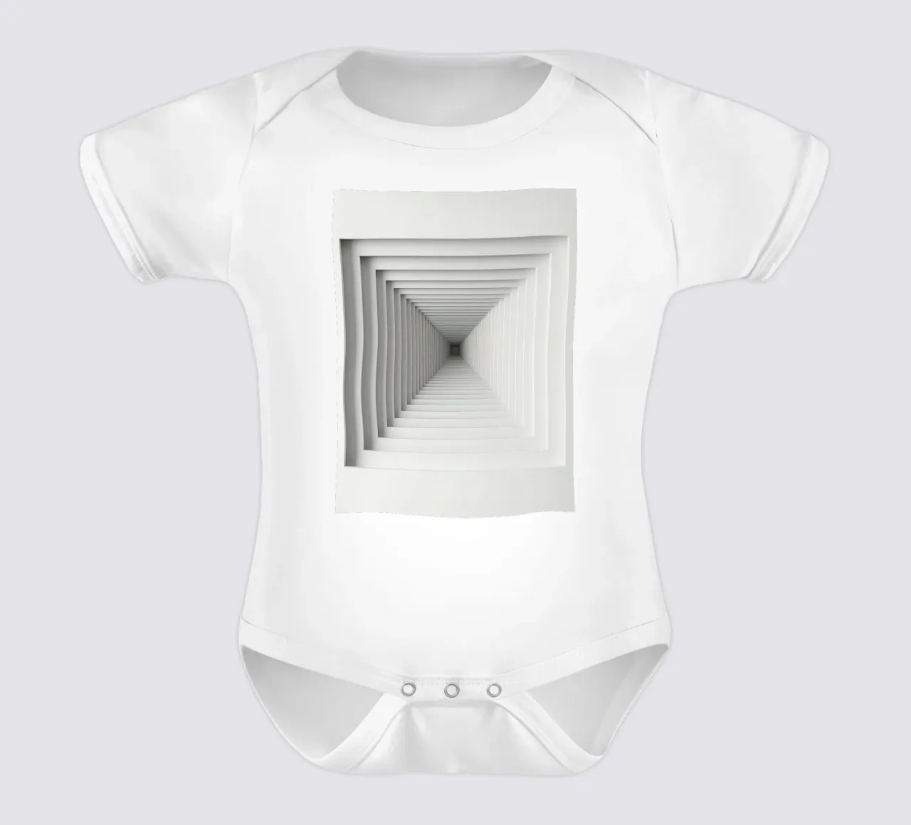 Nested White Square Frames Creating Tunnel Illusion short-sleeve baby romper by DesignDoodle