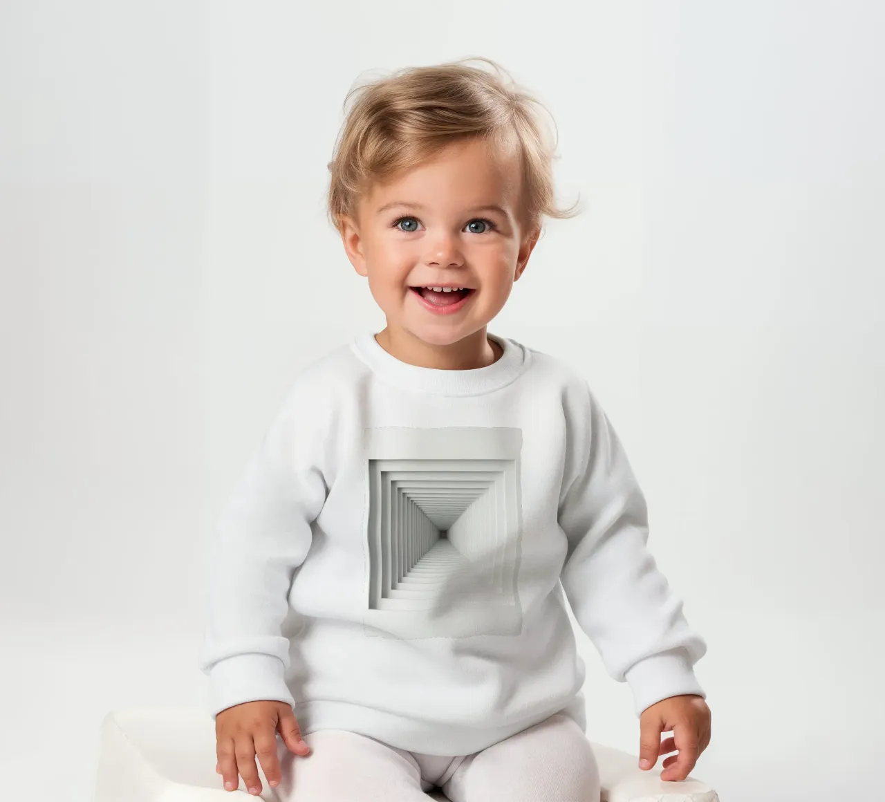 Nested White Square Frames Creating Tunnel Illusion baby sweatshirt by DesignDoodle