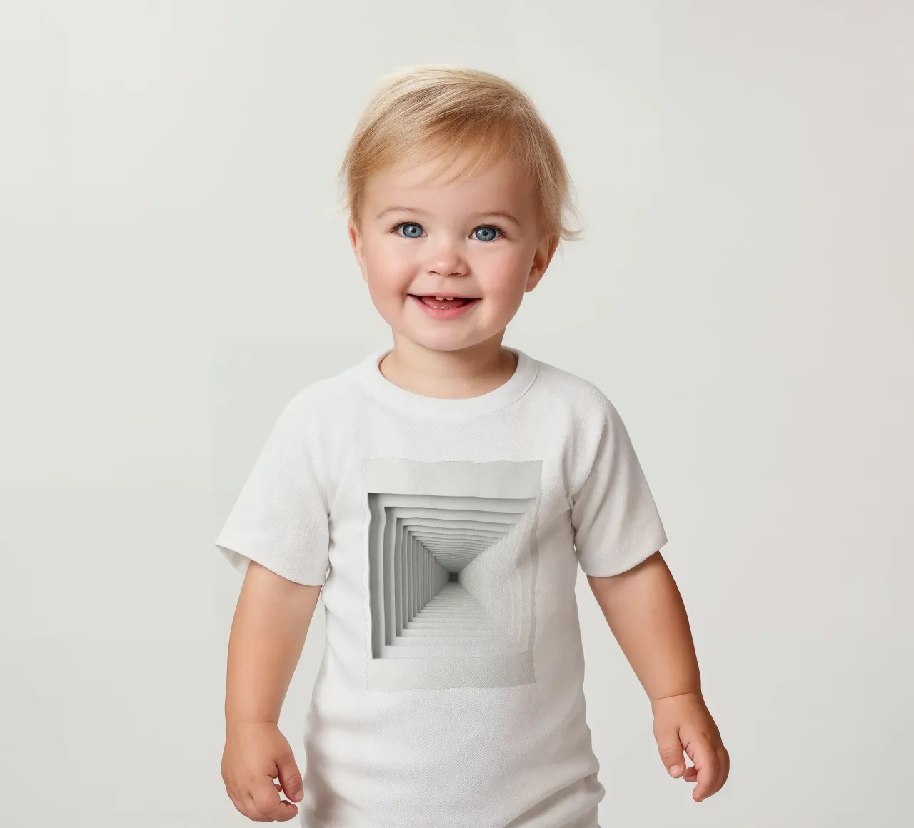 Nested White Square Frames Creating Tunnel Illusion baby t-shirt by DesignDoodle