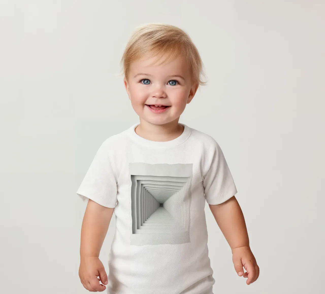 Nested White Square Frames Creating Tunnel Illusion baby t-shirt by DesignDoodle