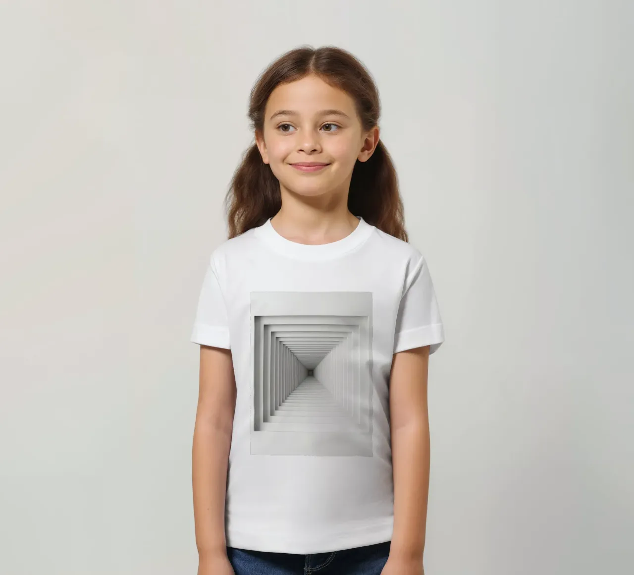 Nested White Square Frames Creating Tunnel Illusion kids t-shirt by DesignDoodle