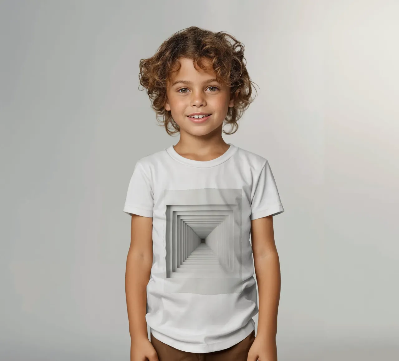 Nested White Square Frames Creating Tunnel Illusion kids t-shirt by DesignDoodle