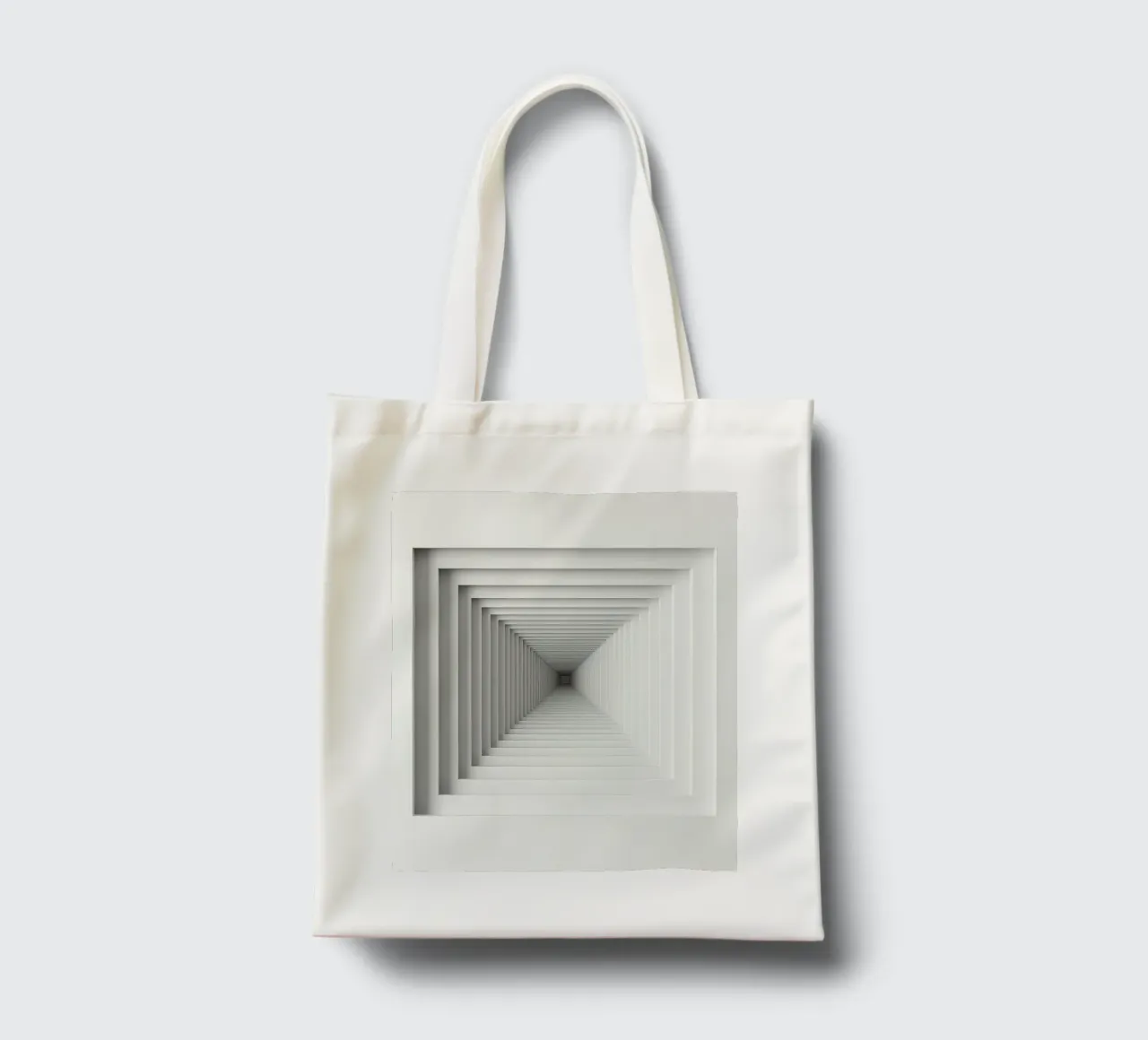 Verschachtelte weiße quadratische Rahmen erzeugen die Tunnelillusion Jutebeutel von DesignDoodle