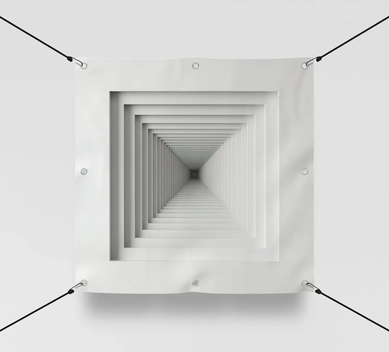 Nested White Square Frames Creating Tunnel Illusion pvc cover by DesignDoodle