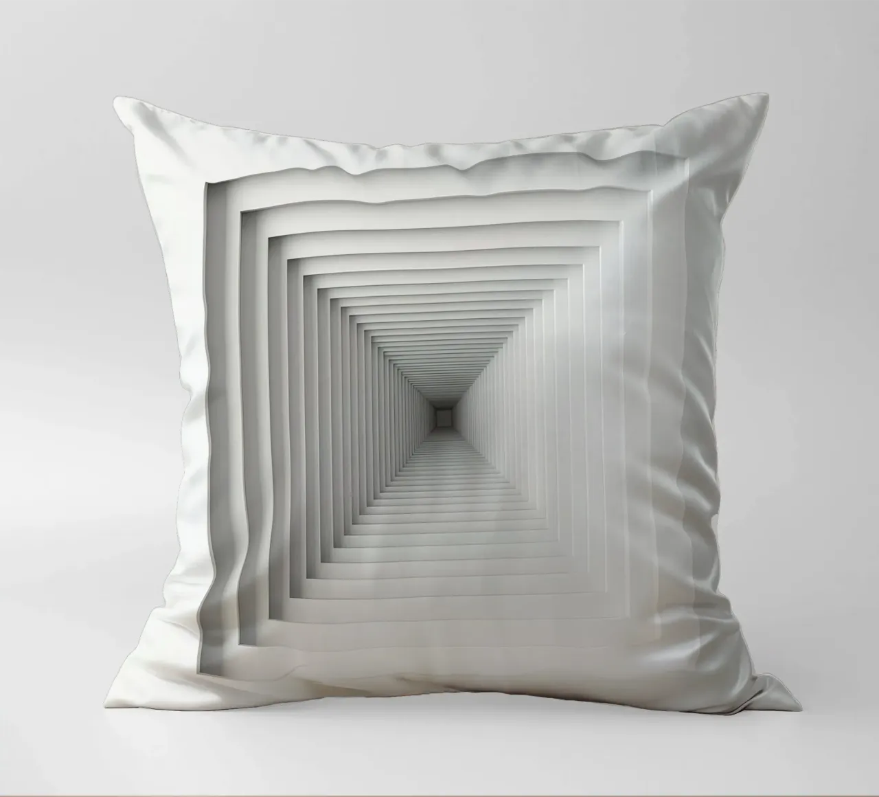 Nested White Square Frames Creating Tunnel Illusion decorative cushion by DesignDoodle