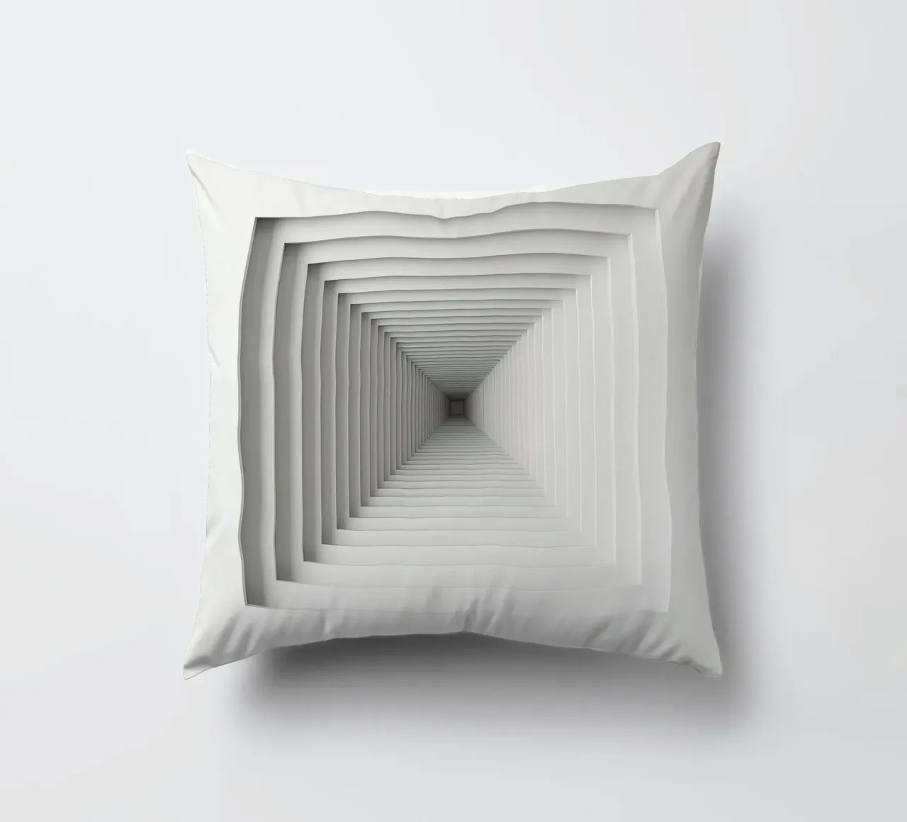 Nested White Square Frames Creating Tunnel Illusion decorative cushion by DesignDoodle