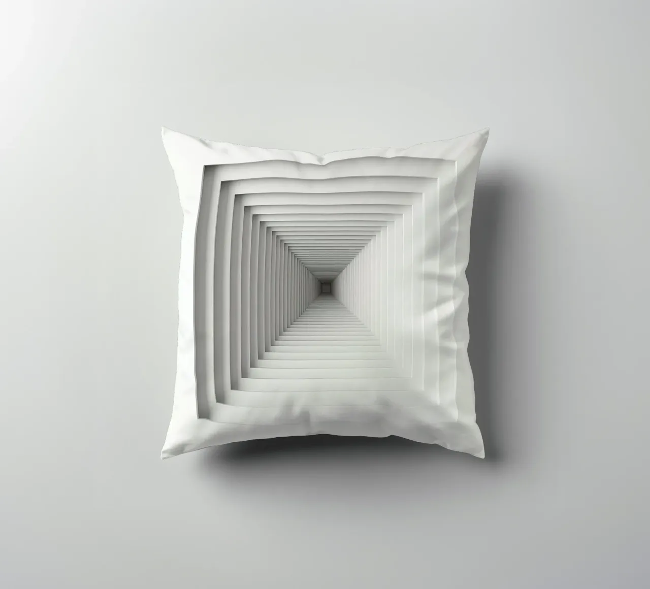 Nested White Square Frames Creating Tunnel Illusion decorative cushion by DesignDoodle