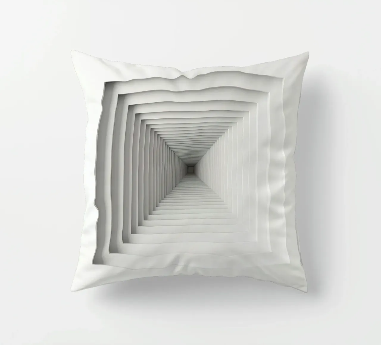 Nested White Square Frames Creating Tunnel Illusion decorative cushion by DesignDoodle