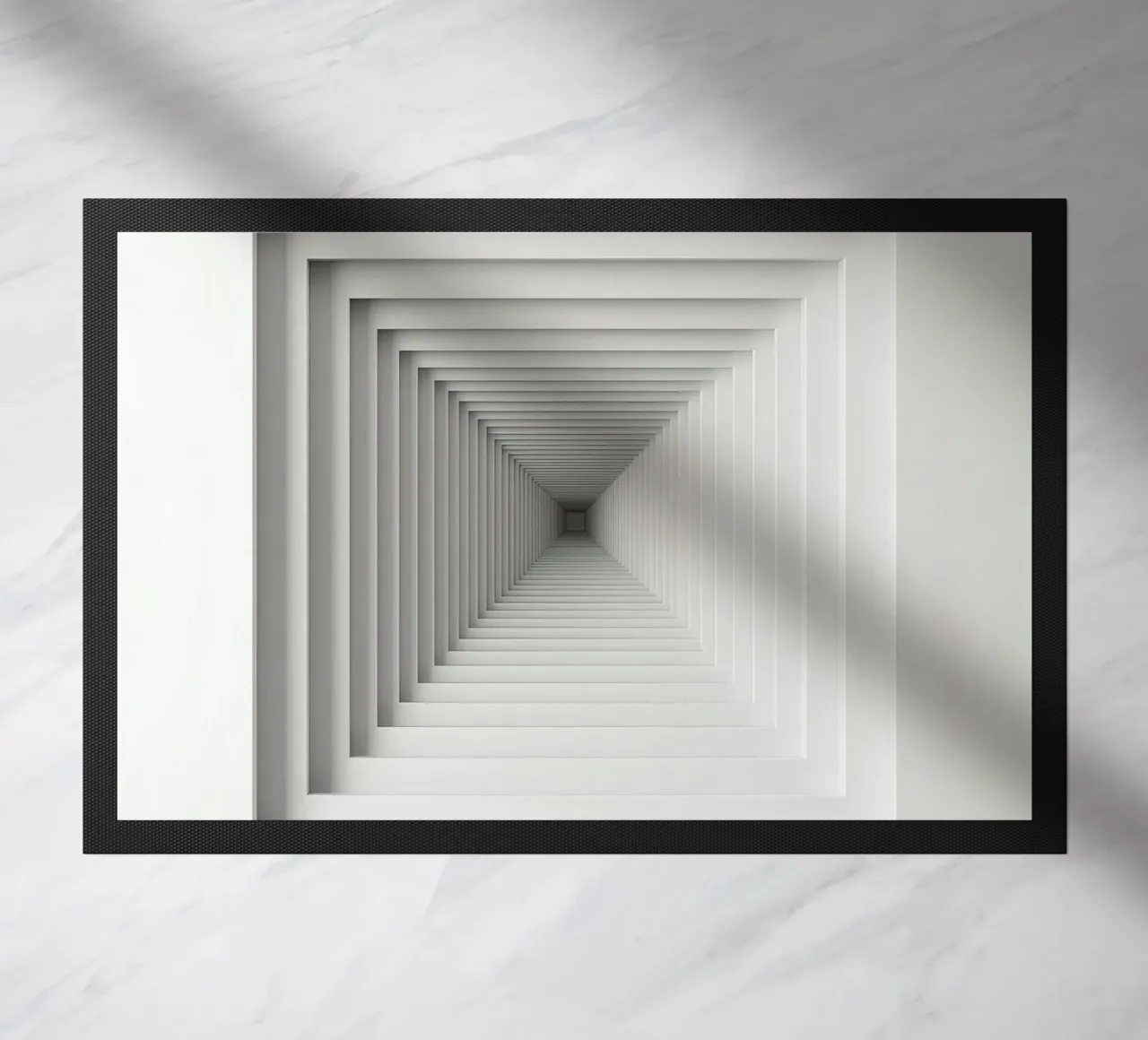Cadres carrés blancs imbriqués créant une illusion de tunnel paillasson de DesignDoodle