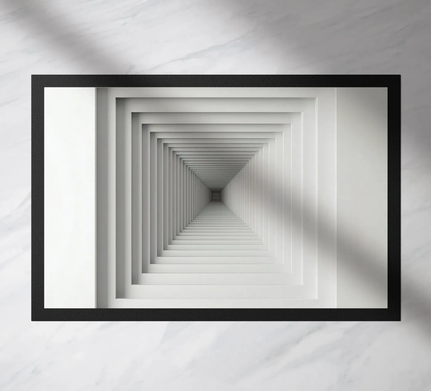 Nested White Square Frames Creating Tunnel Illusion paillasson de DesignDoodle