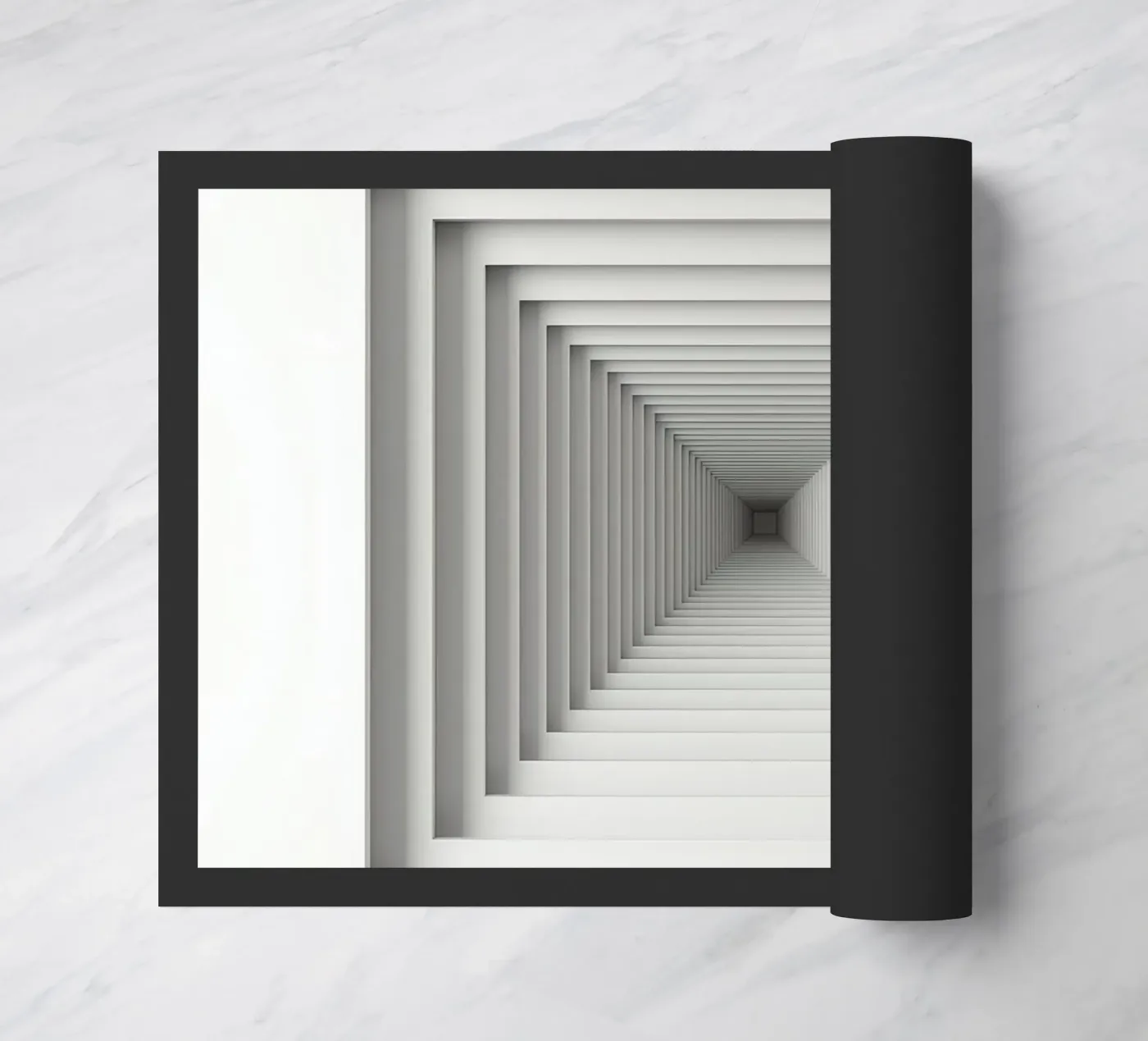 Nested White Square Frames Creating Tunnel Illusion paillasson de DesignDoodle
