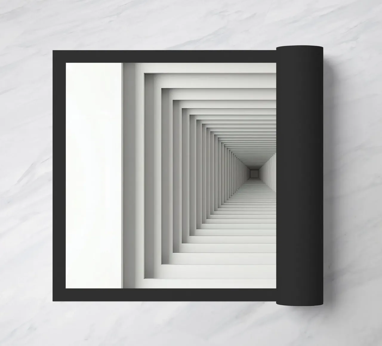 Nested White Square Frames Creating Tunnel Illusion doormat by DesignDoodle
