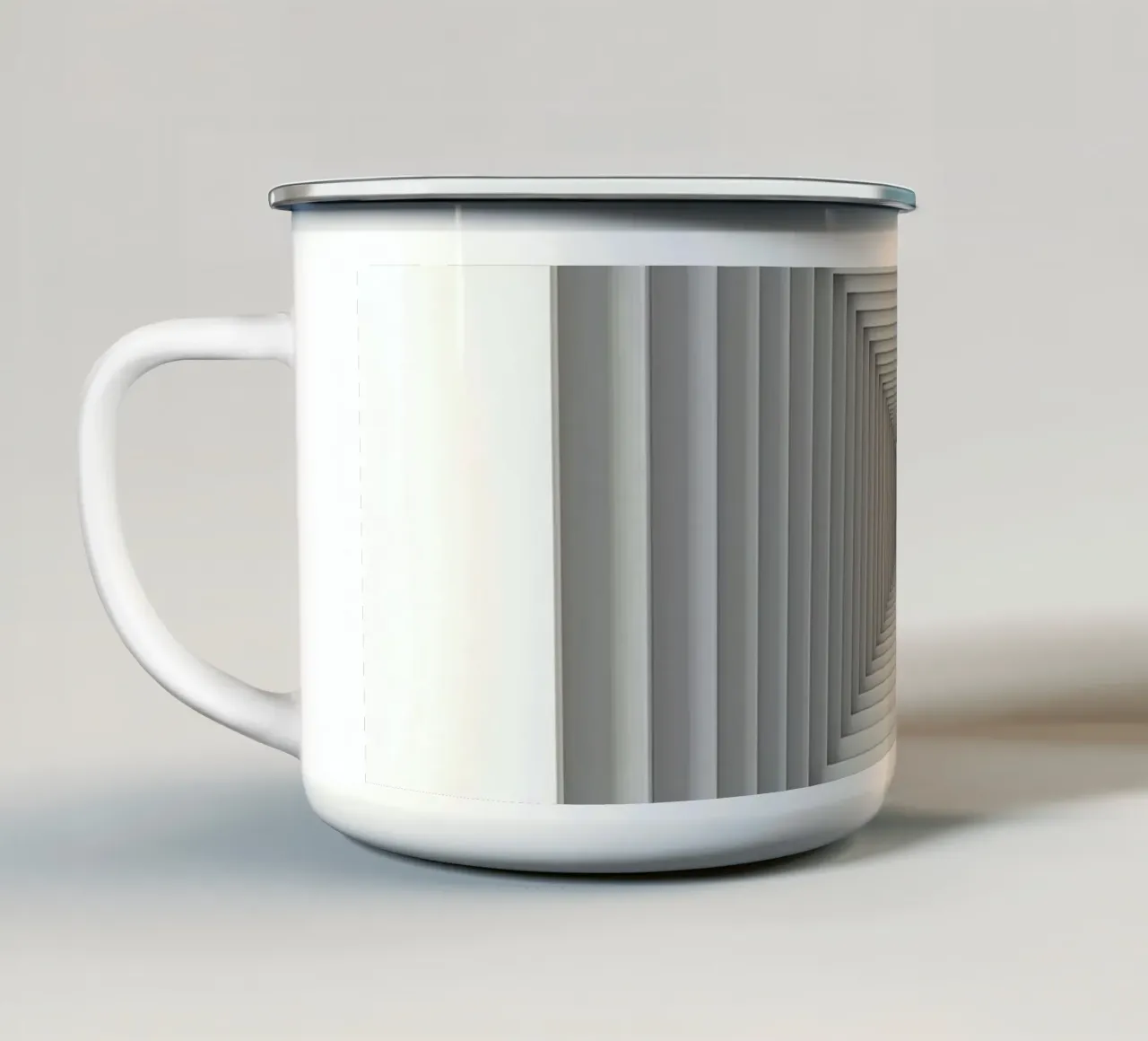 Cornici quadrate bianche annidate che creano l'illusione del tunnel tazza in smalto da DesignDoodle