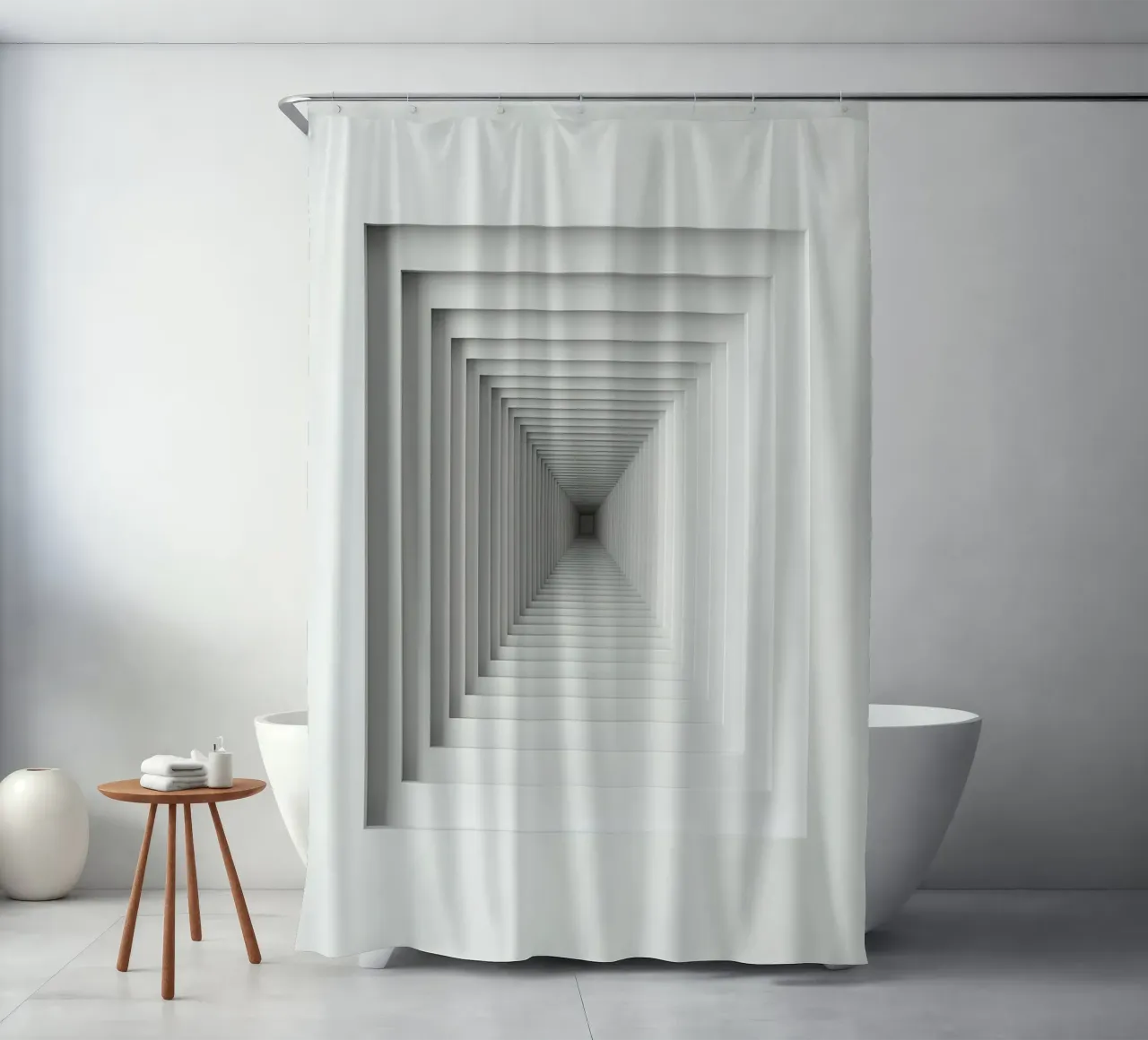 Cadres carrés blancs imbriqués créant une illusion de tunnel rideau de douche de DesignDoodle