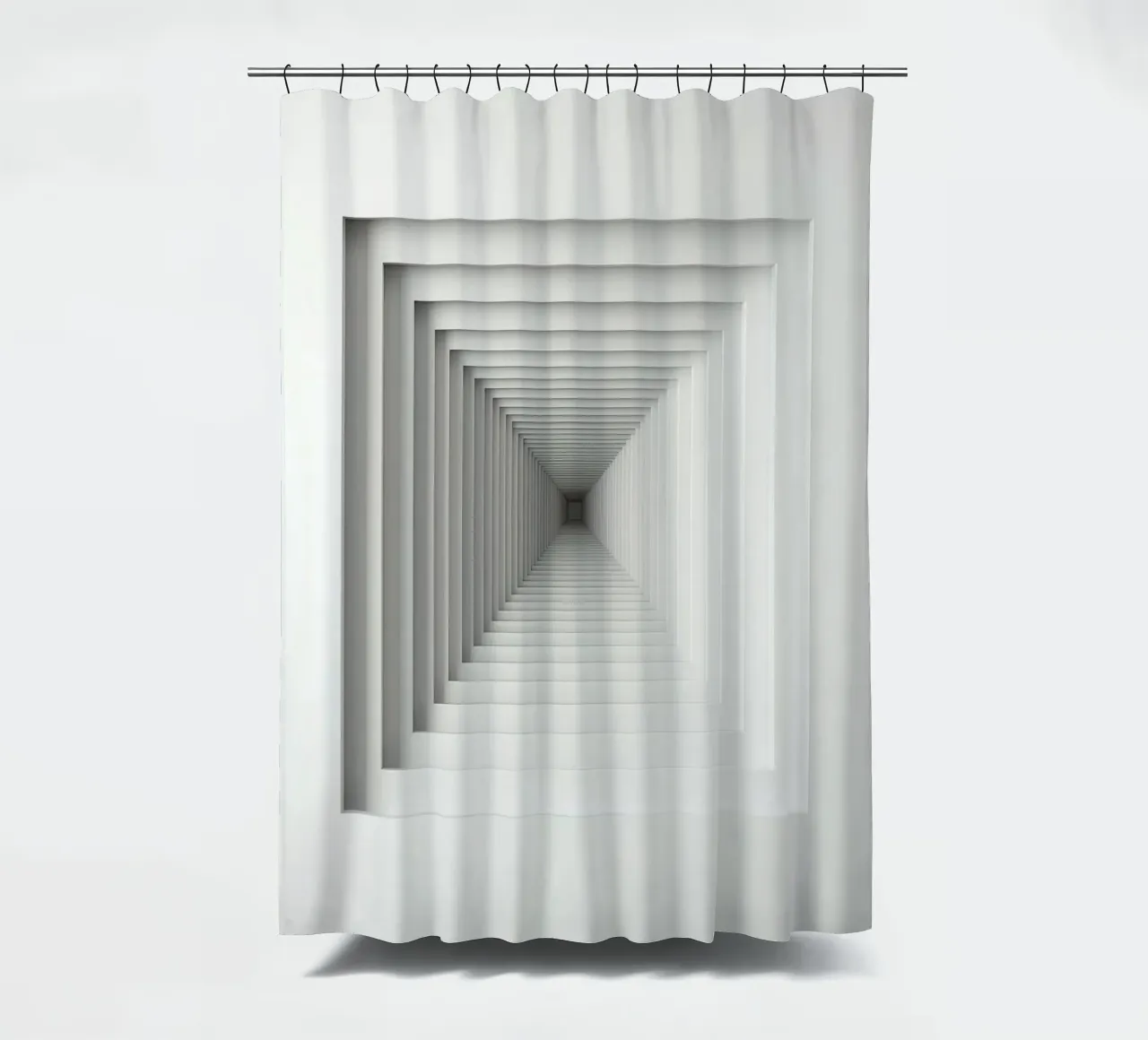 Cadres carrés blancs imbriqués créant une illusion de tunnel rideau de douche de DesignDoodle