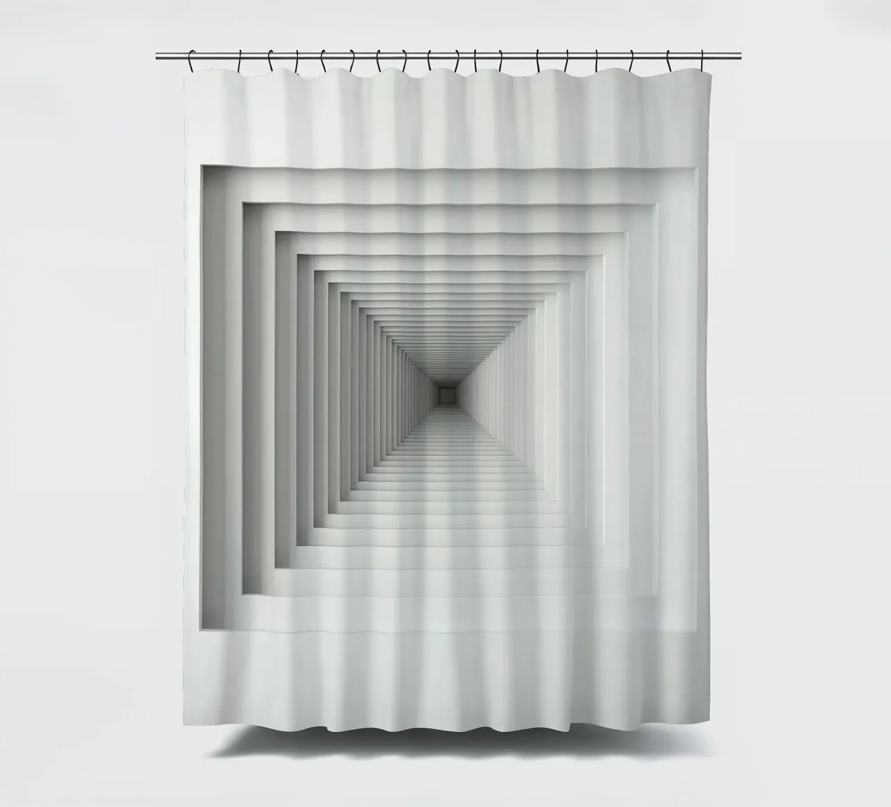 Cadres carrés blancs imbriqués créant une illusion de tunnel rideau de douche de DesignDoodle