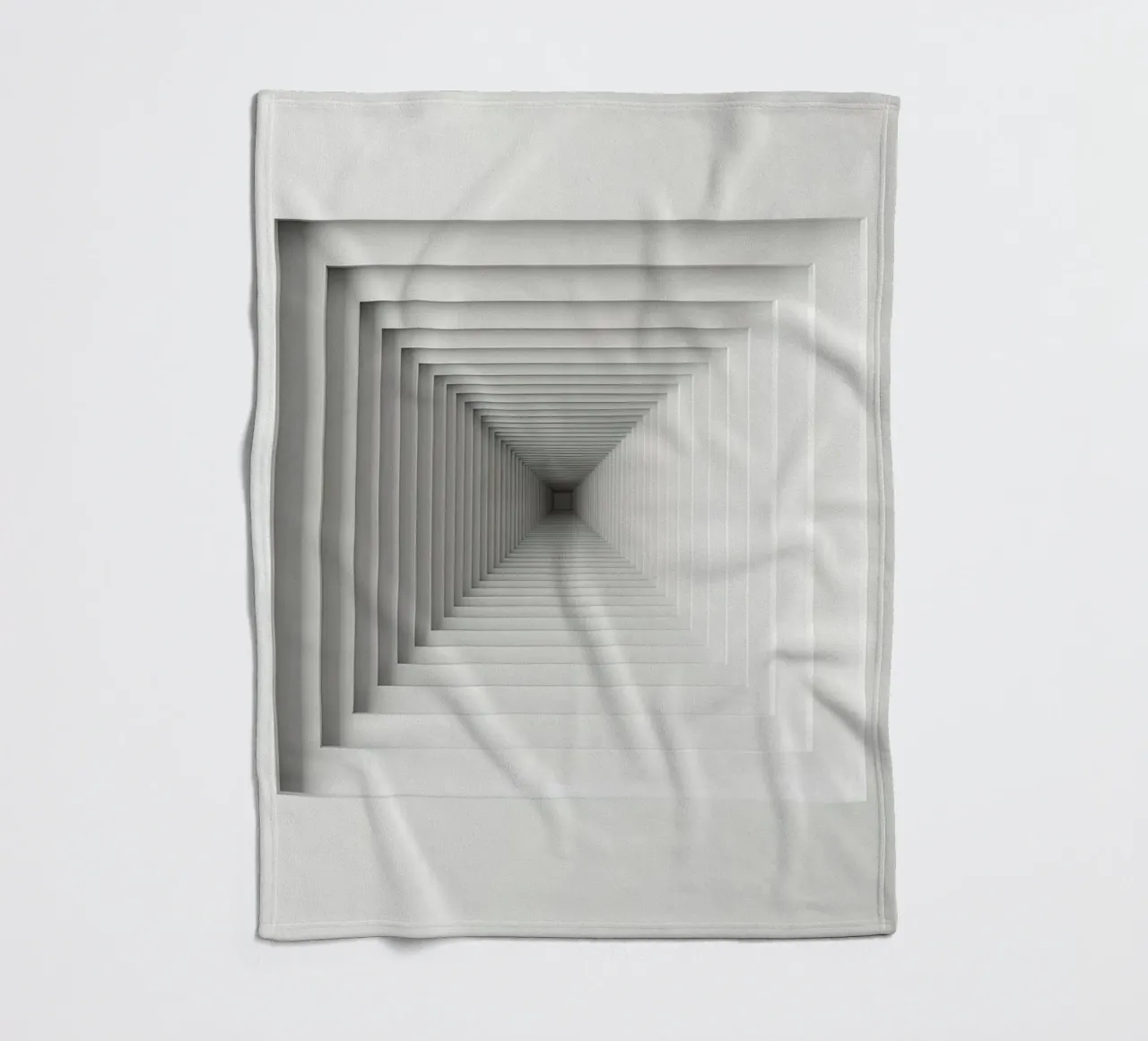 Nested White Square Frames Creating Tunnel Illusion fleece blanket by DesignDoodle