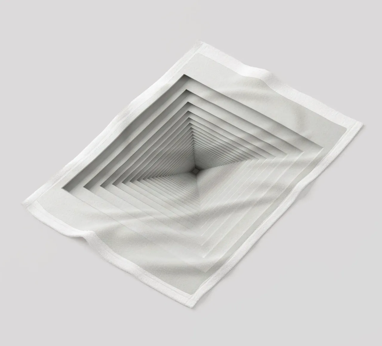 Nested White Square Frames Creating Tunnel Illusion fleece blanket by DesignDoodle