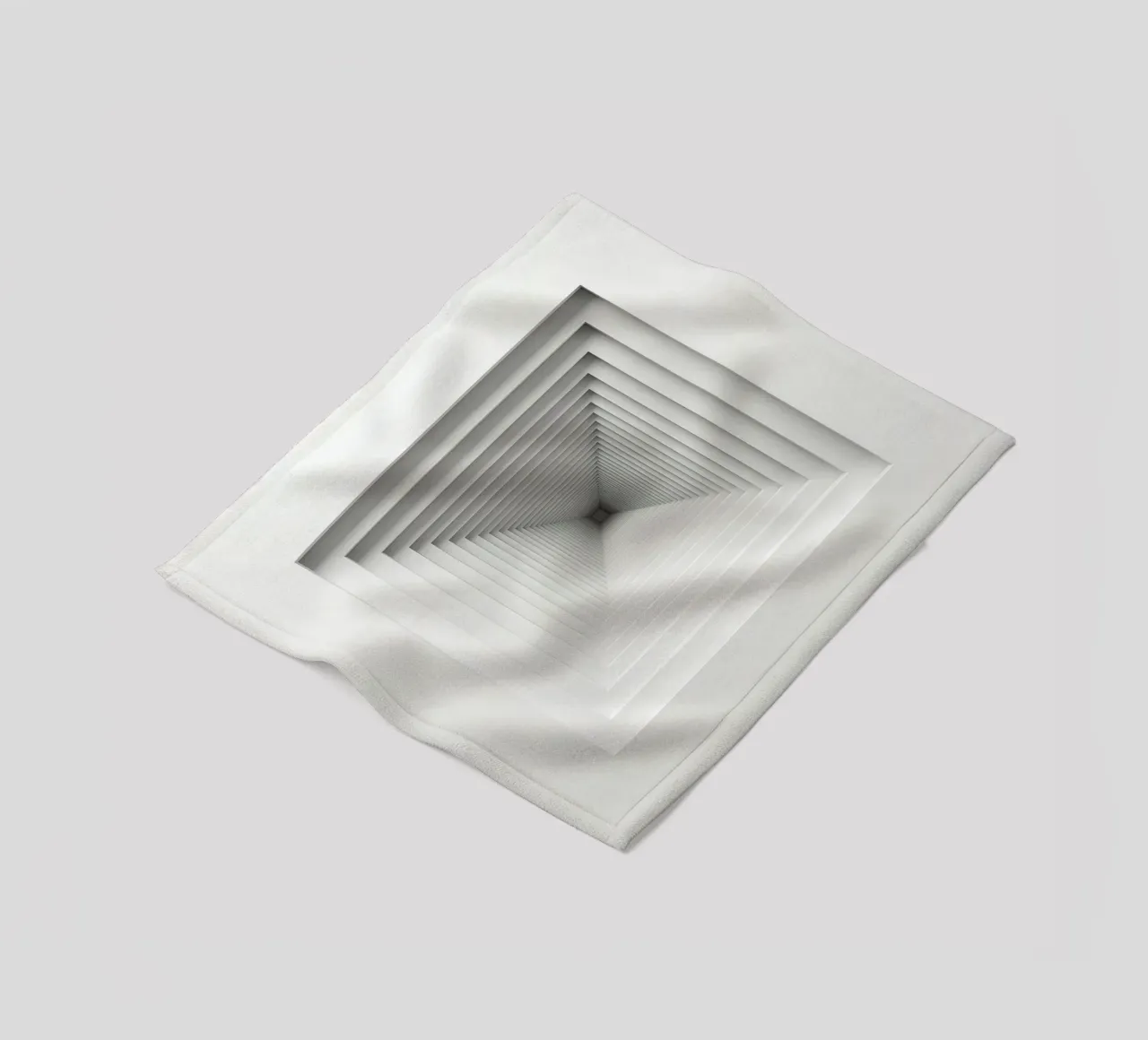 Nested White Square Frames Creating Tunnel Illusion fleece blanket by DesignDoodle