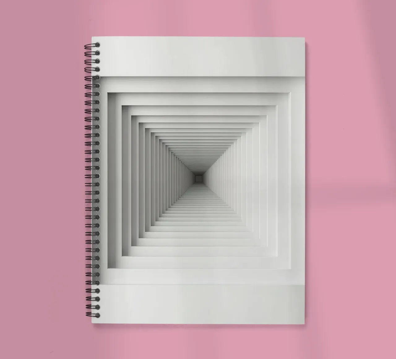 Nested White Square Frames Creating Tunnel Illusion spiral notebook by DesignDoodle