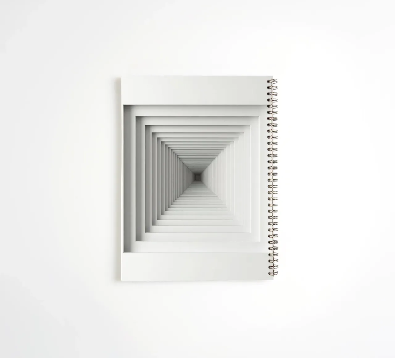 Nested White Square Frames Creating Tunnel Illusion spiral notebook by DesignDoodle