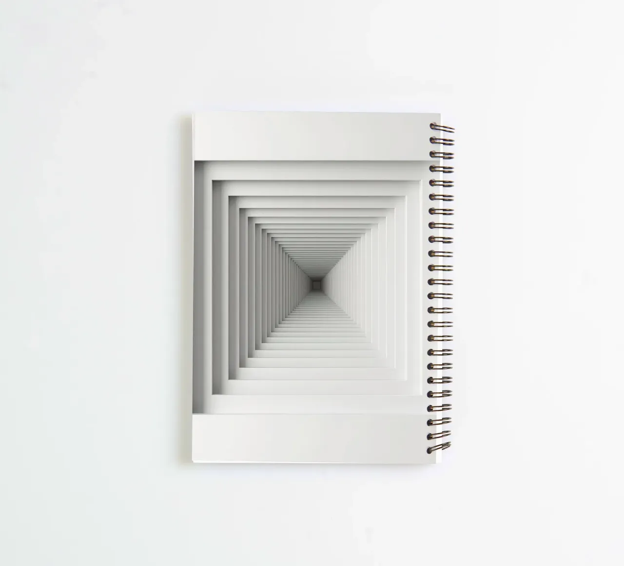 Nested White Square Frames Creating Tunnel Illusion spiral notebook by DesignDoodle