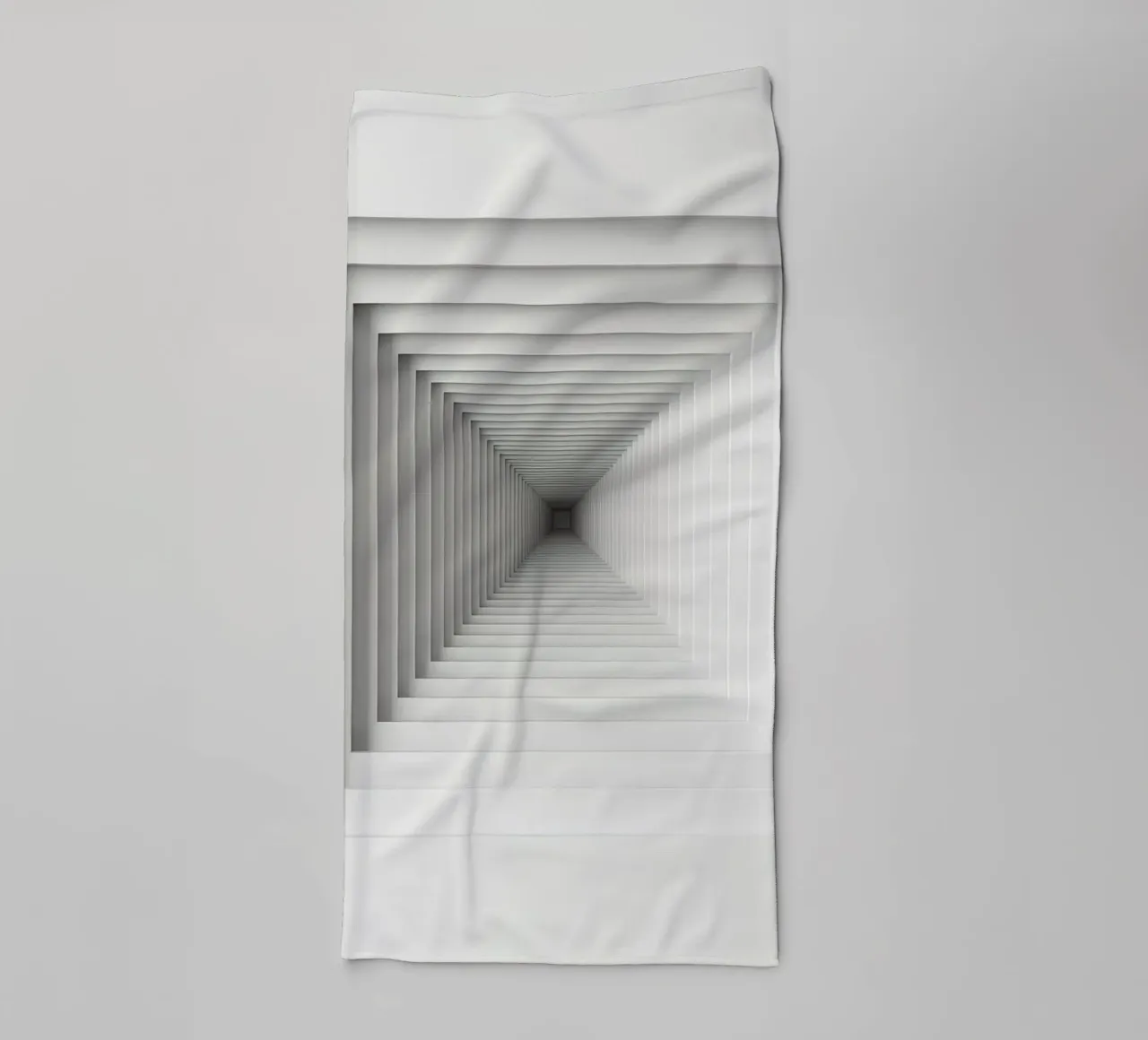 Cadres carrés blancs imbriqués créant une illusion de tunnel serviette de bain de DesignDoodle