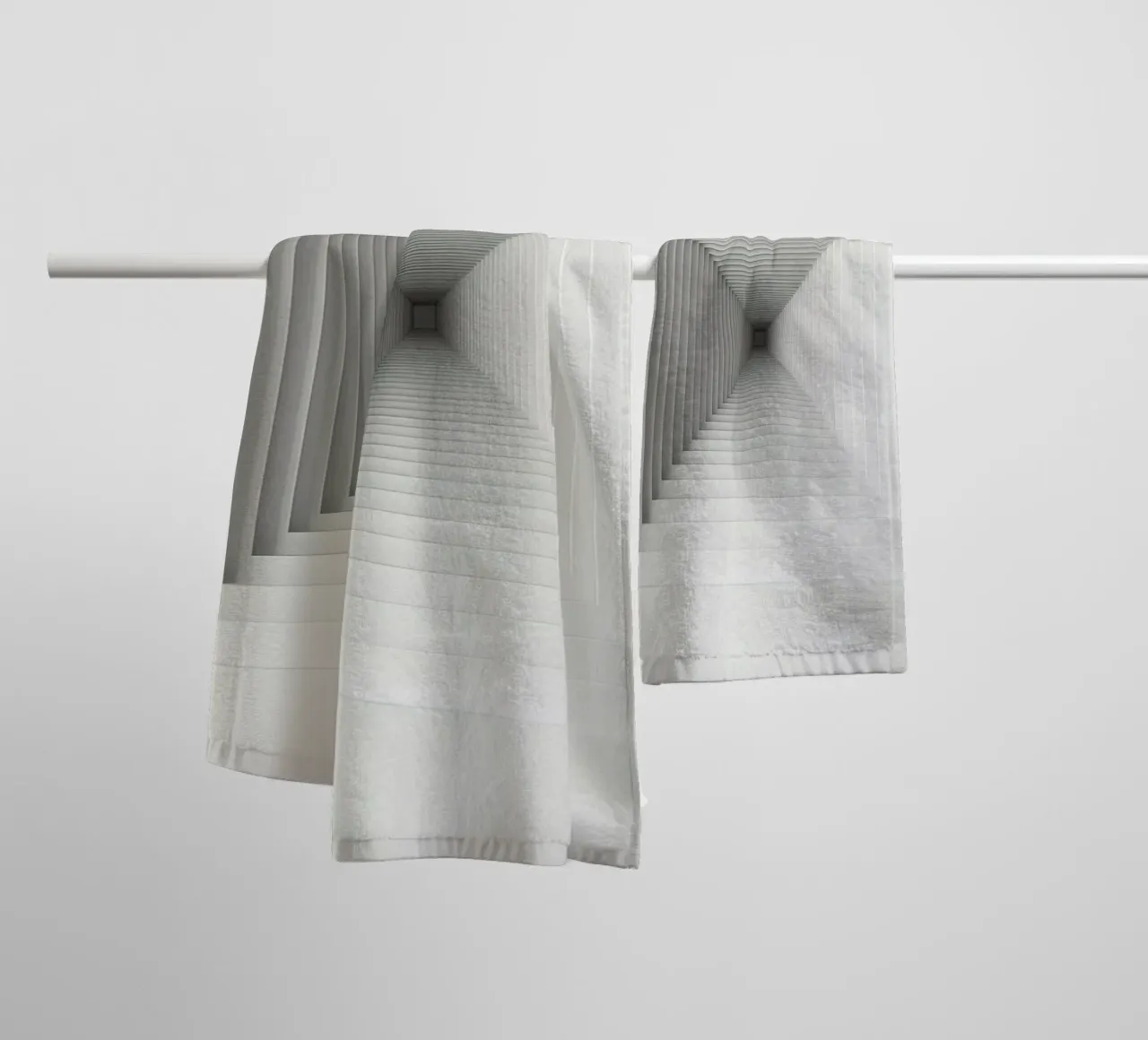 Cadres carrés blancs imbriqués créant une illusion de tunnel serviette de bain de DesignDoodle