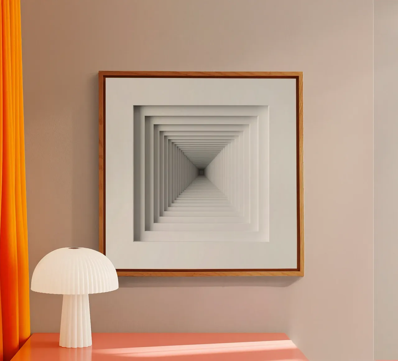 Nested White Square Frames Creating Tunnel Illusion acrylic glass by DesignDoodle