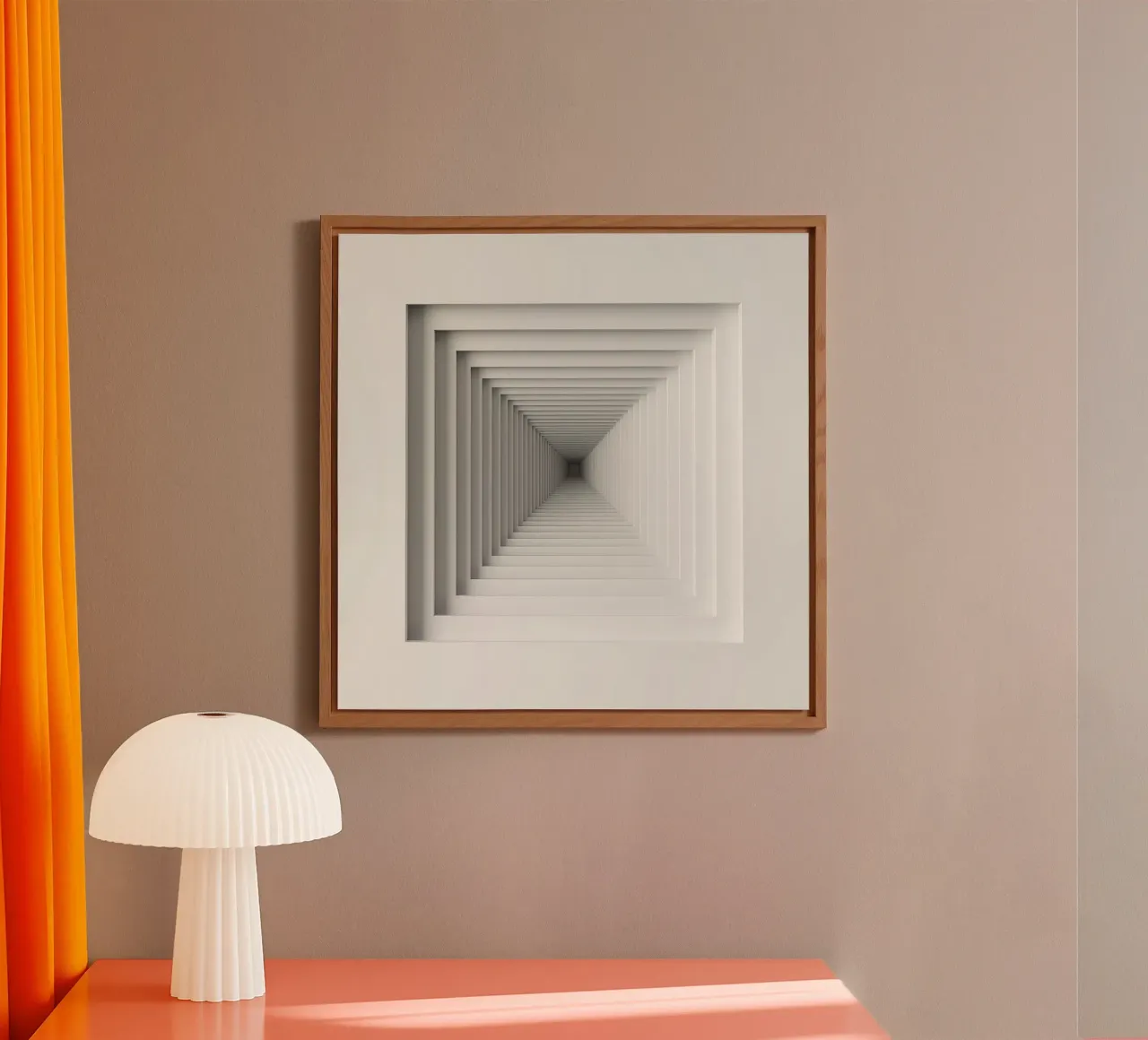 Cadres carrés blancs imbriqués créant une illusion de tunnel alu dibond de DesignDoodle