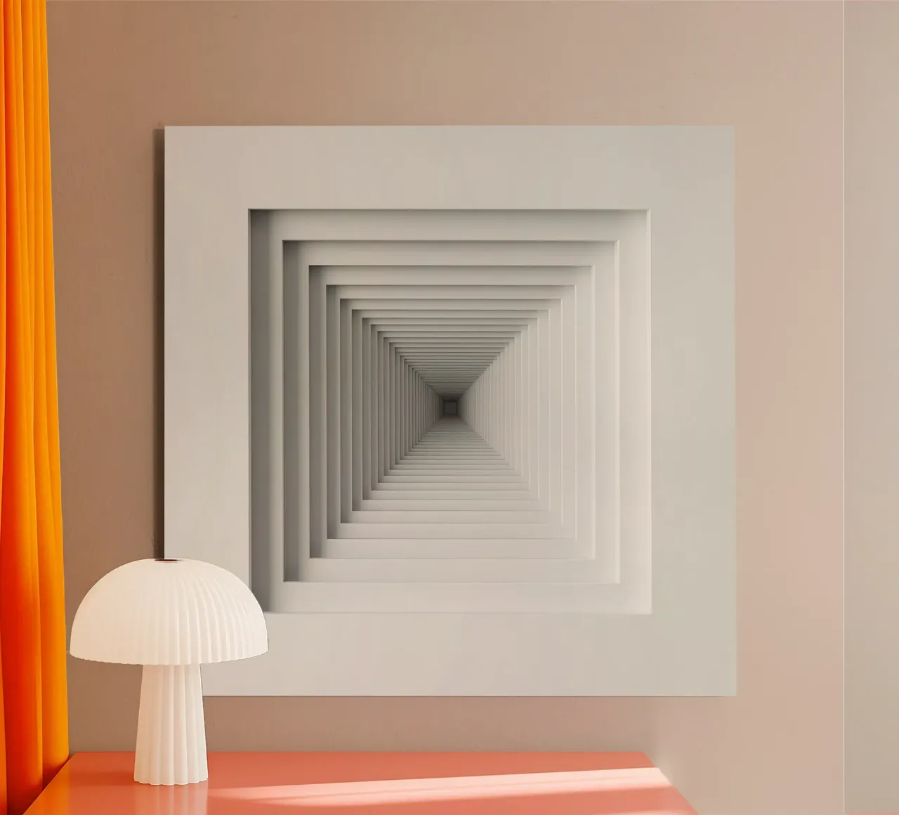 Cadres carrés blancs imbriqués créant une illusion de tunnel alu dibond de DesignDoodle