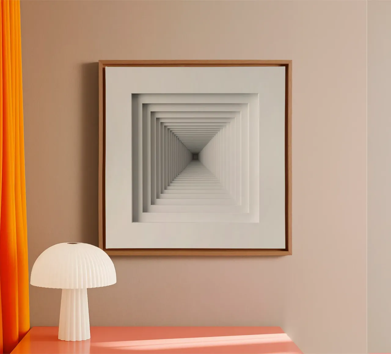 Cornici quadrate bianche annidate che creano l'illusione del tunnel tela con Cornice a cassetta da DesignDoodle