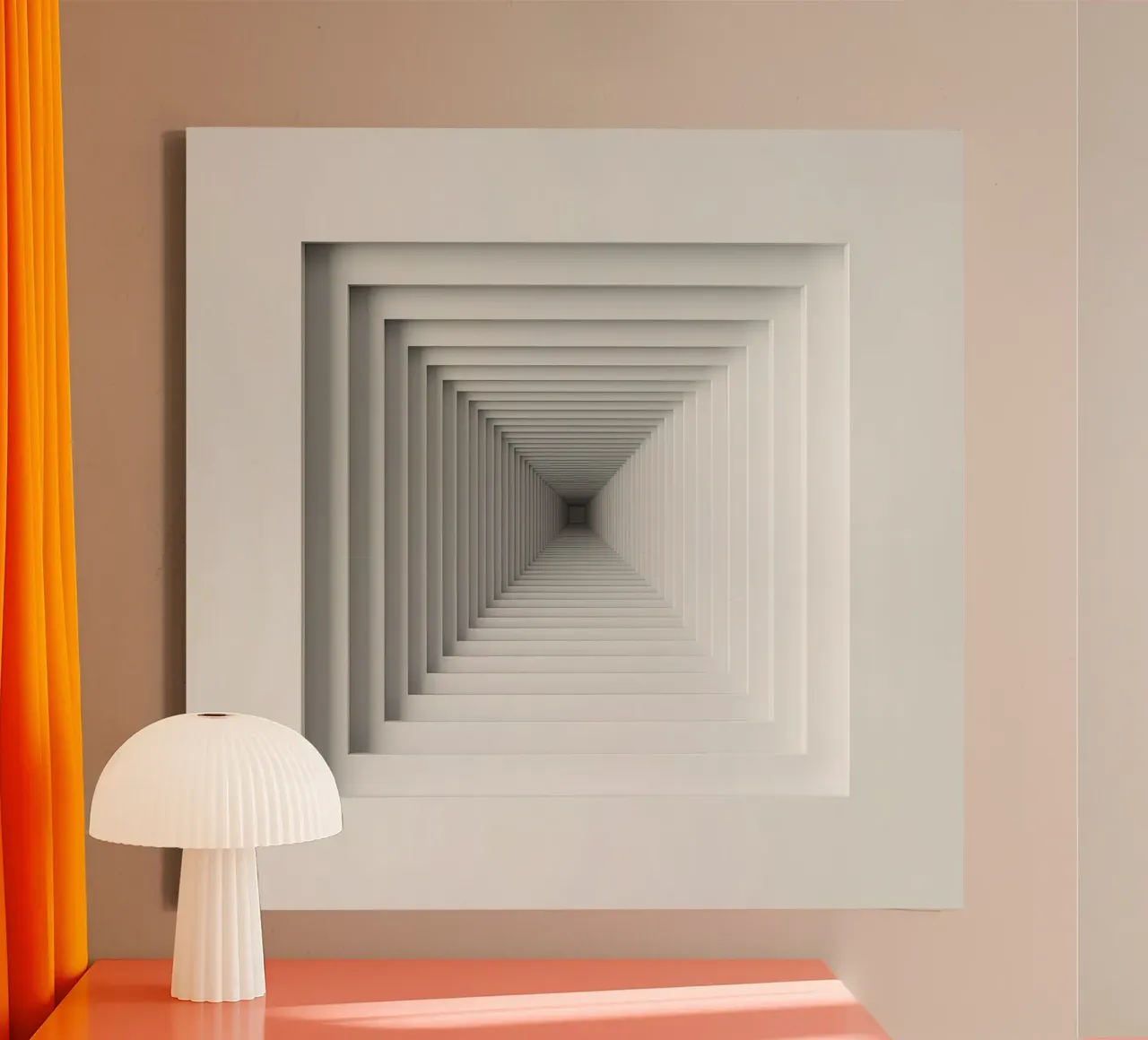 Cornici quadrate bianche annidate che creano l'illusione del tunnel tela con Cornice a cassetta da DesignDoodle
