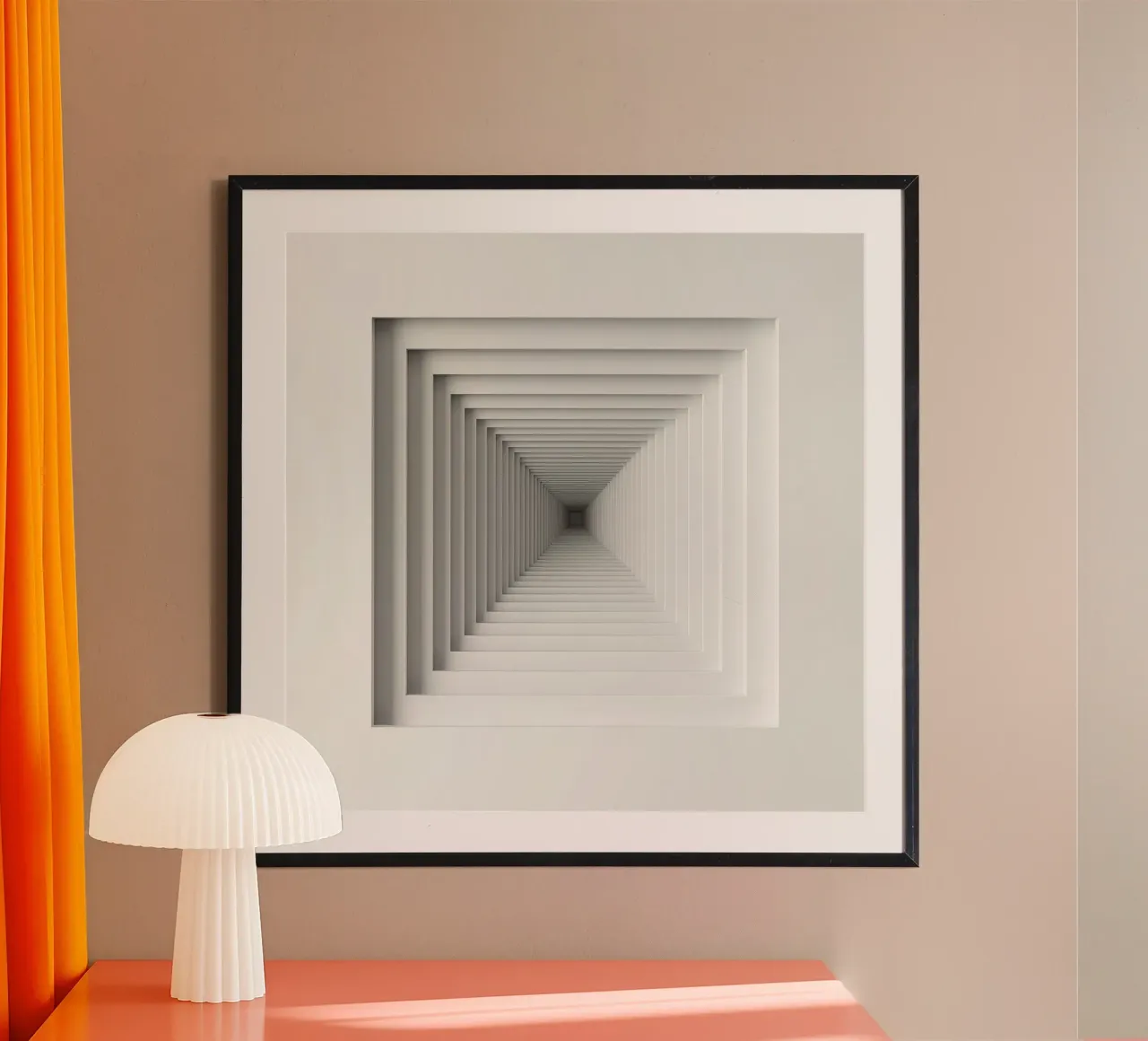 Verschachtelte weiße quadratische Rahmen erzeugen die Tunnelillusion Poster von DesignDoodle