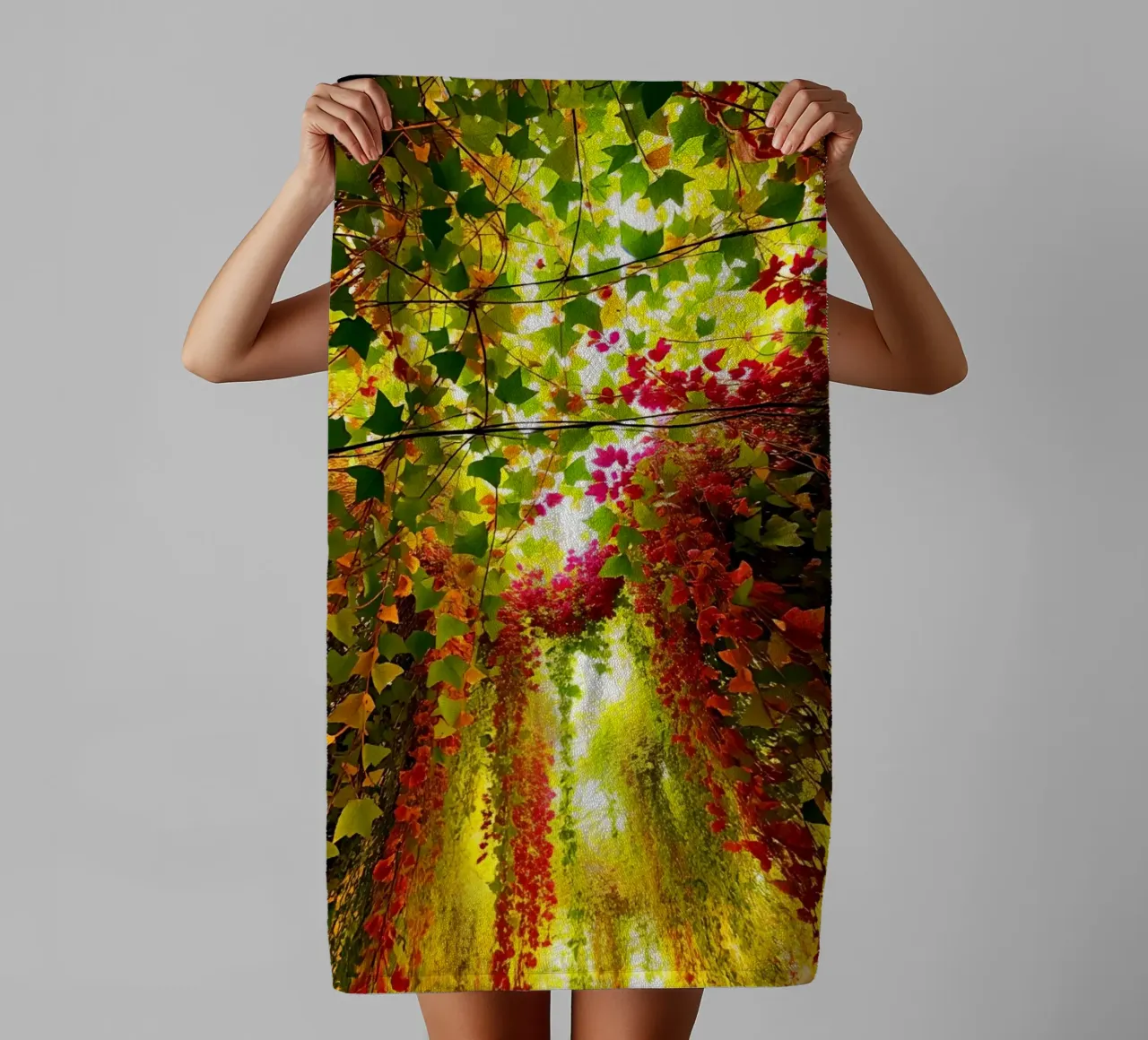 Low Angle View of Building Covered in Climbing Plants towel by DesignDoodle