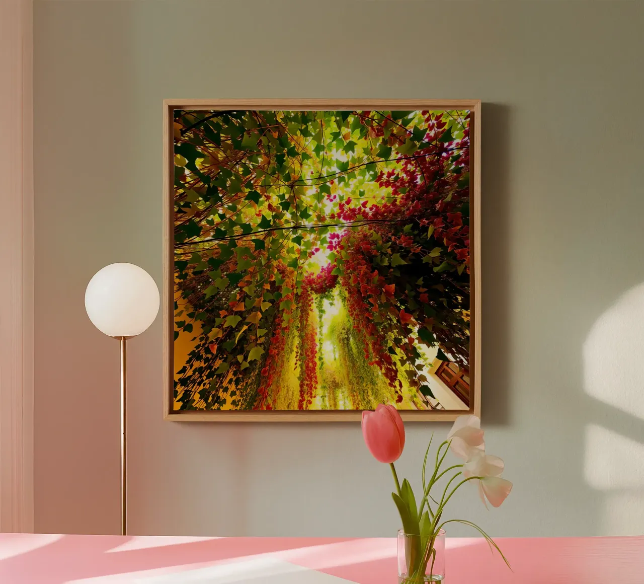 Low Angle View of Building Covered in Climbing Plants canvas with Floater frame by DesignDoodle