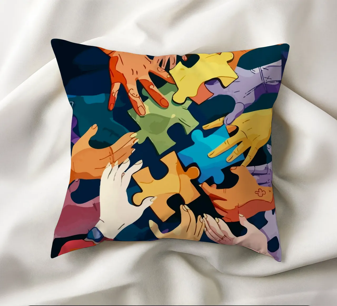 puzzle hand cuscino da Dumery Art