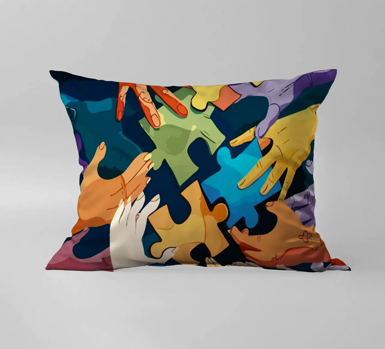 puzzle hand cuscino da Dumery Art