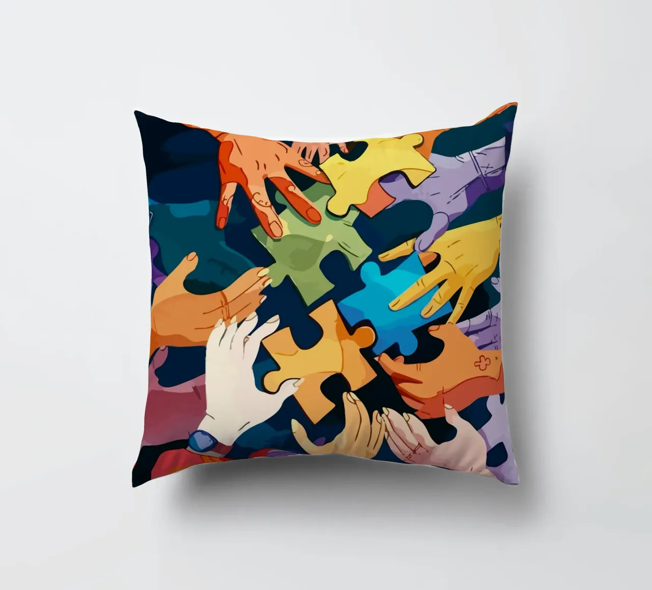 puzzle hand cuscino da Dumery Art