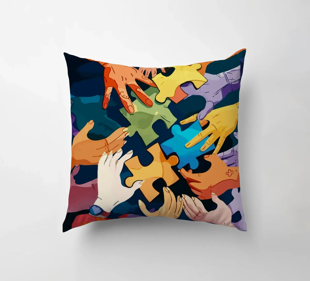 puzzle hand cuscino da Dumery Art