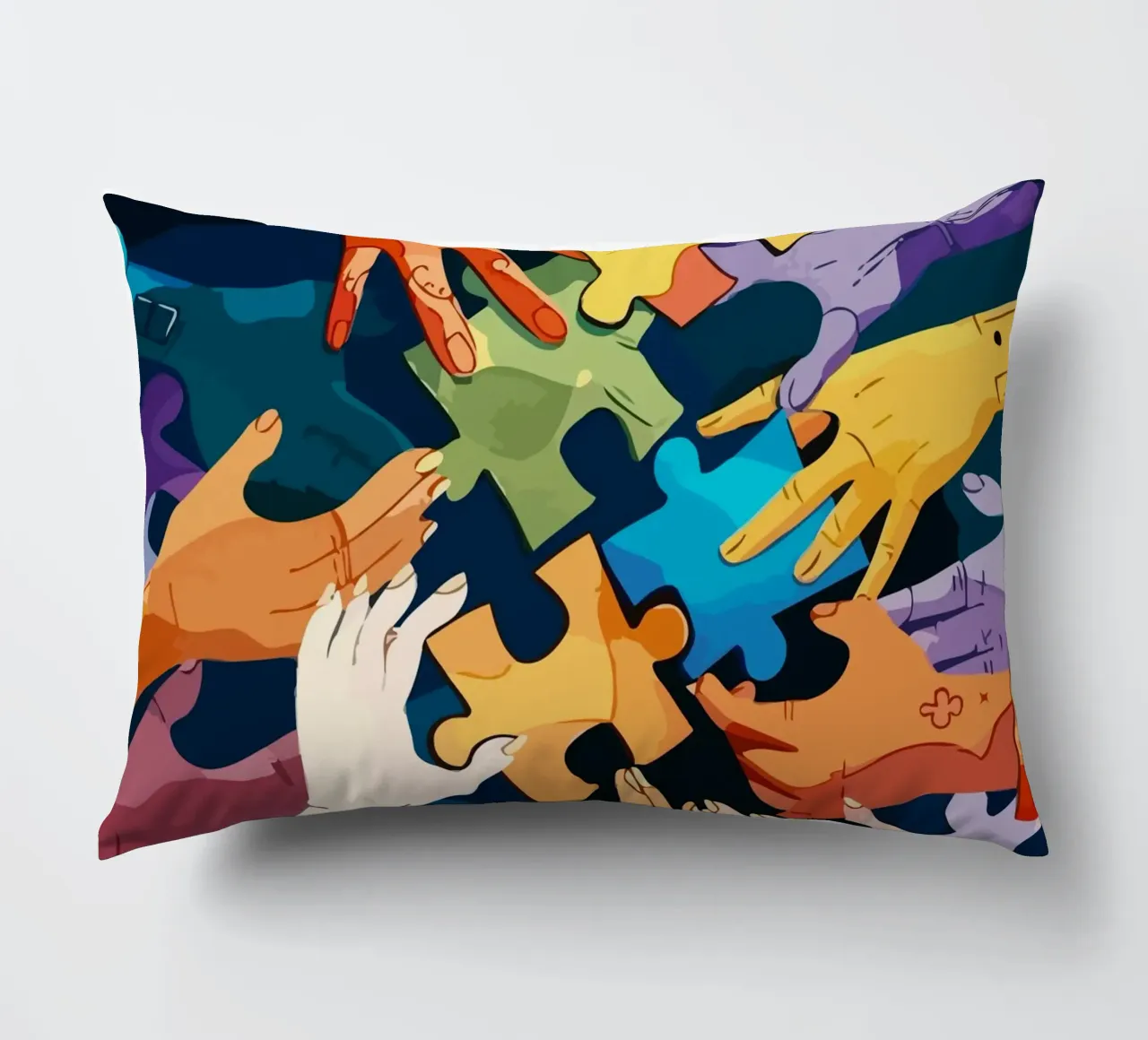puzzle hand cuscino da Dumery Art