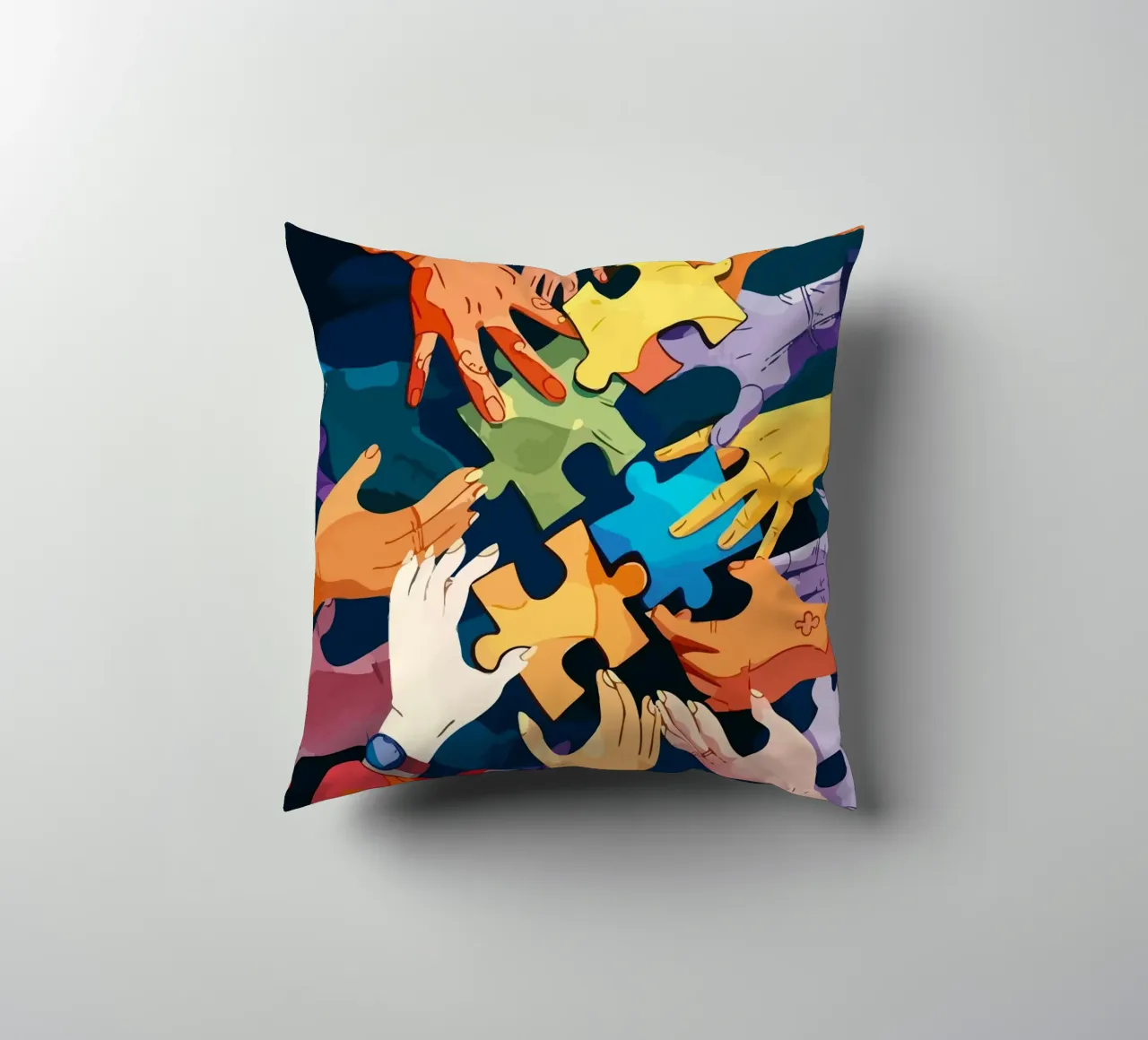 puzzle hand cuscino da Dumery Art