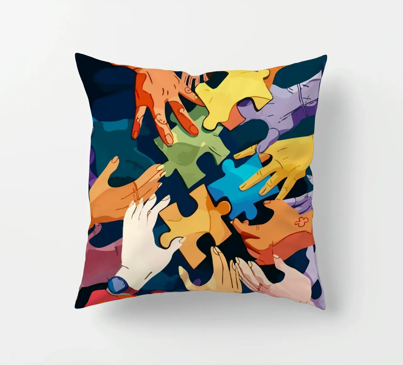puzzle hand cuscino da Dumery Art