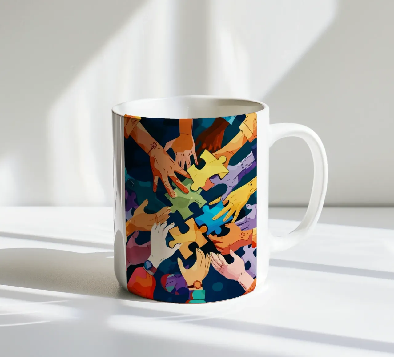 puzzle hand tazza in ceramica da Dumery Art