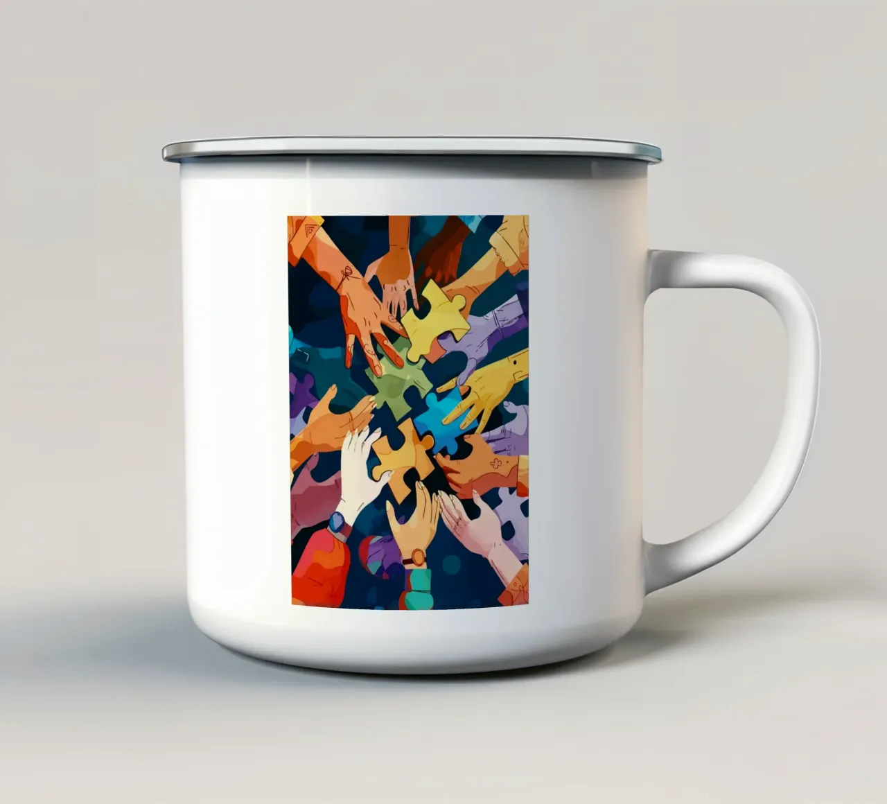 puzzle hand tazza in smalto da Dumery Art
